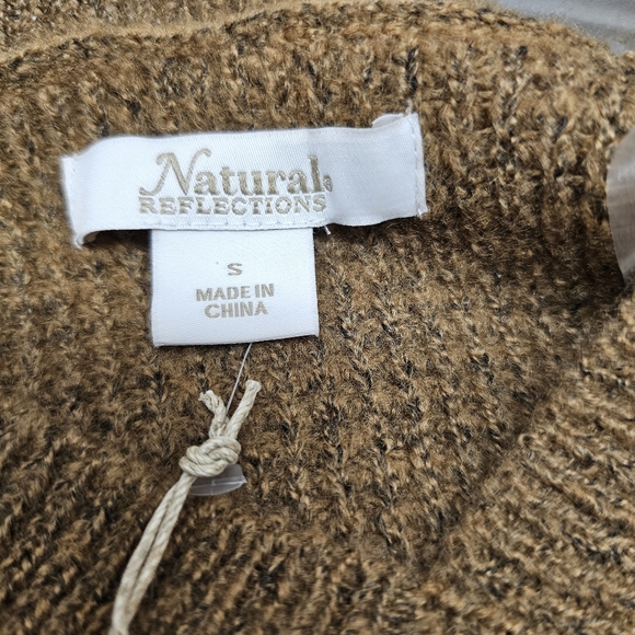 Natural Reflections Tan Knit Colorblock Sweater Sz Small Nwt - Picture 4 of 5